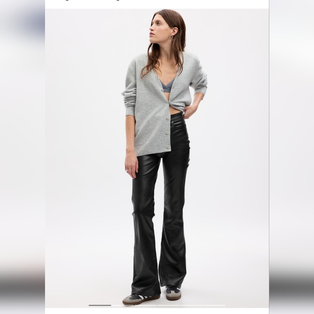 Gap High Rise Vegan Leather 70s Flare Pants, 28R